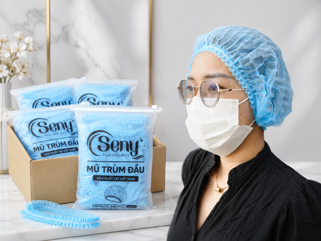 Nón trùm đầu vải không dệt Seny cao cấp 50 cái