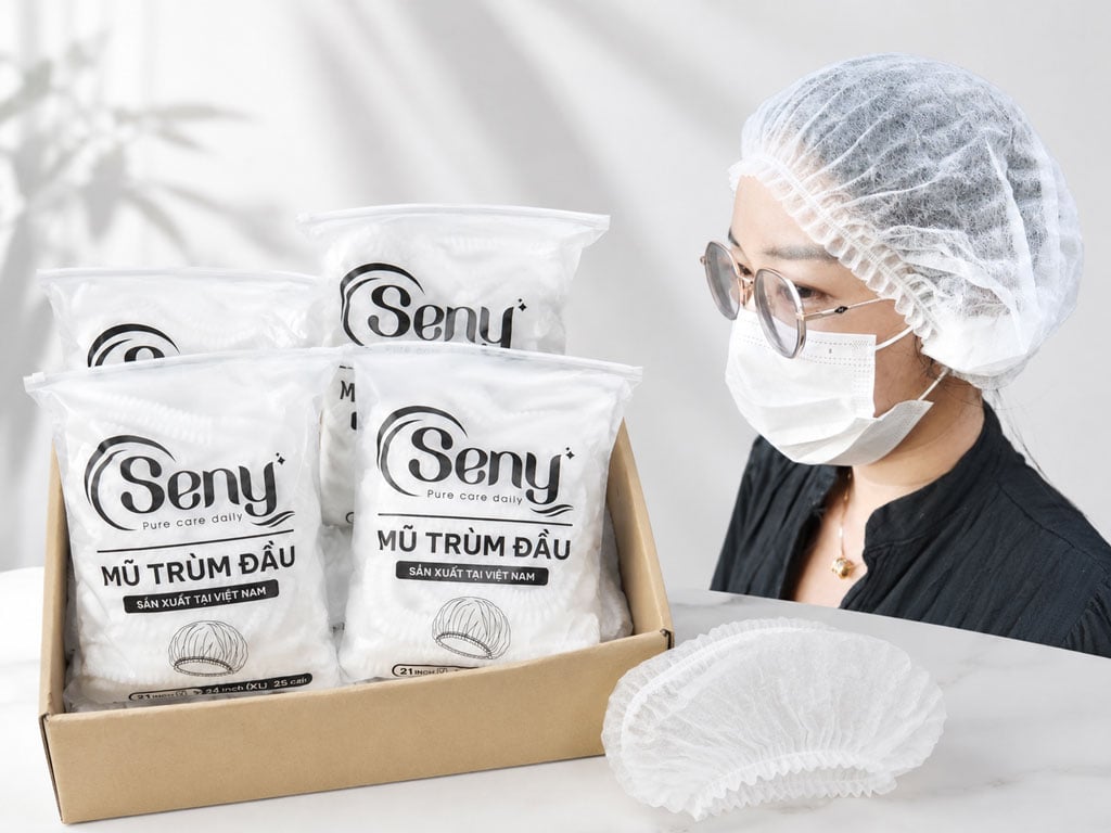 Nón trùm đầu vải không dệt Seny cao cấp 50 cái