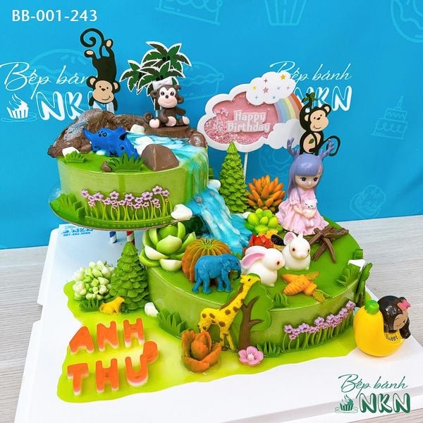  Tháp Bánh Sinh Nhật 2 Tầng Công Chúa Và Vương Quốc Khỉ (BB-001-243) 