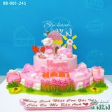  Bánh Sinh Nhật 2 Tầng Bé Heo Hồng Và Ngôi Nhà Cối Xay Gió (BB-001-245) 