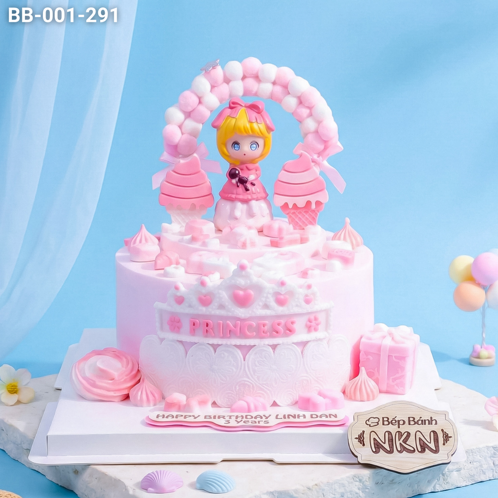  Bánh Sinh Nhật Bé Gái Ôm Gấu Bông (BB-001-291) 