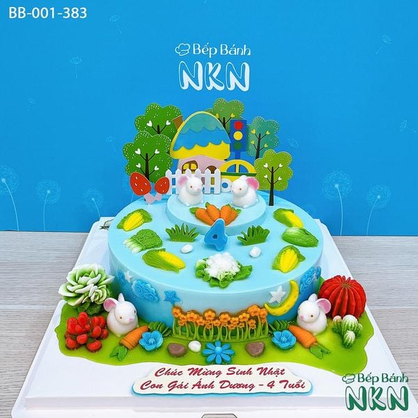  Bánh Sinh Nhật Vườn Thỏ Tone Xanh (BB-001-383) 