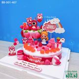  Tháp Bánh Sinh Nhật 2 Tầng Gấu Dâu Lotso Và Công chúa Alice (BB-001-407) 