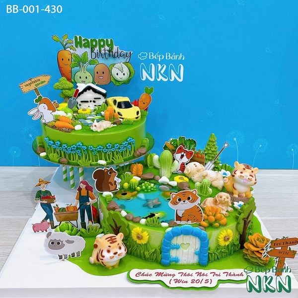  Tháp Bánh Sinh Nhật Vườn Rau Củ Và Đại Gia Đình Động Vật (BB-001-430) 