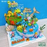  Tháp Bánh Sinh Nhật Đôi Khủng Long x Tiên Cá Cho Bé (BB-001-441) 