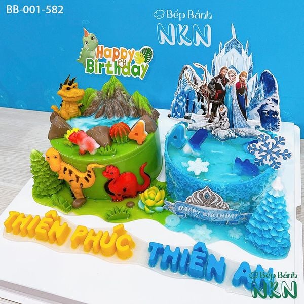  Bánh Sinh Nhật Đôi Khủng Long x Elsa (BB-001-582) 
