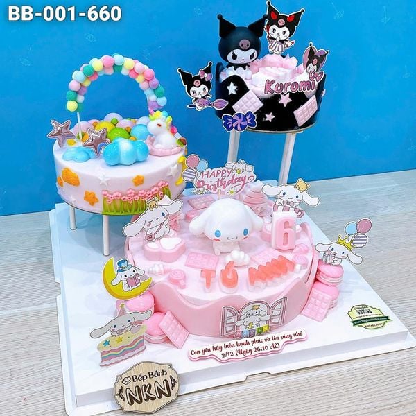  Tháp Bánh Sinh Nhật Cinnamoroll x Kuromi 3 Tầng (BB-001-660) 