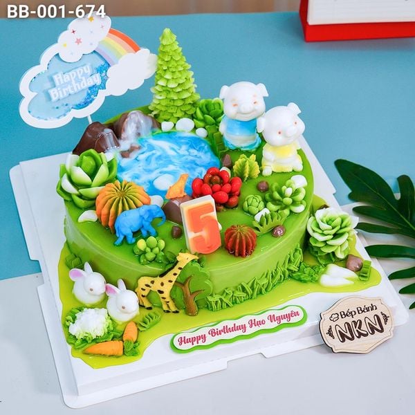  Bánh Sinh Nhật Vườn Thú Cho Bé Tuổi Hợi (BB-001-674) 