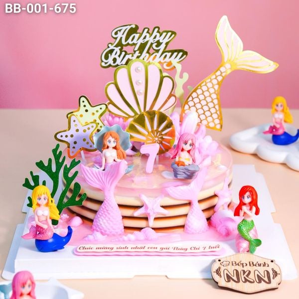  Bánh Sinh Nhật Tiên Cá Tone Hồng (BB-001-675) 