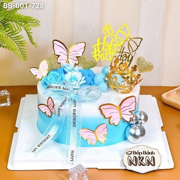  Bánh Sinh Nhật Kết Hoa Xanh Thiên Thanh (BB-001-728) 