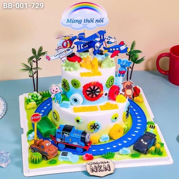  Bánh Sinh Nhật 2 Tầng Chủ Đề Giao Thông (BB-001-729) 
