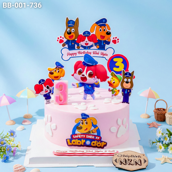  Bánh Sinh Nhật Đội Chó Labrado Tone Hồng (BB-001-736) 