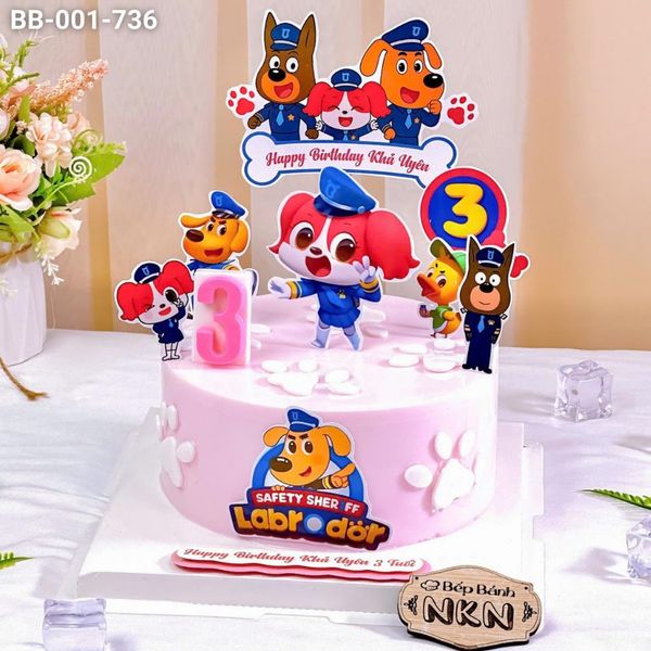  Bánh Sinh Nhật Đội Chó Labrado Tone Hồng (BB-001-736) 