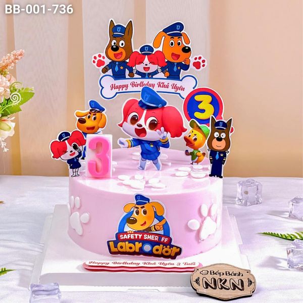  Bánh Sinh Nhật Đội Chó Labrado Tone Hồng (BB-001-736) 