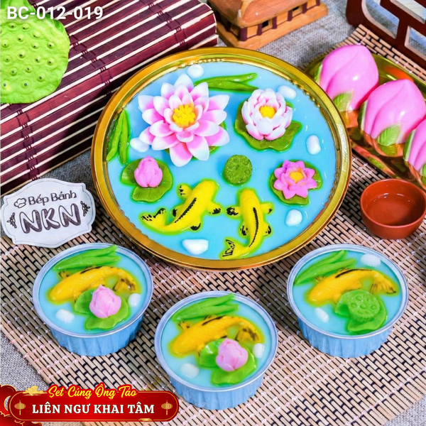  Set Bánh Cúng Ông Táo Liên Ngư Khai Tâm 1 Khay Lớn + 3 Cá Nhỏ (BC-012-019) 