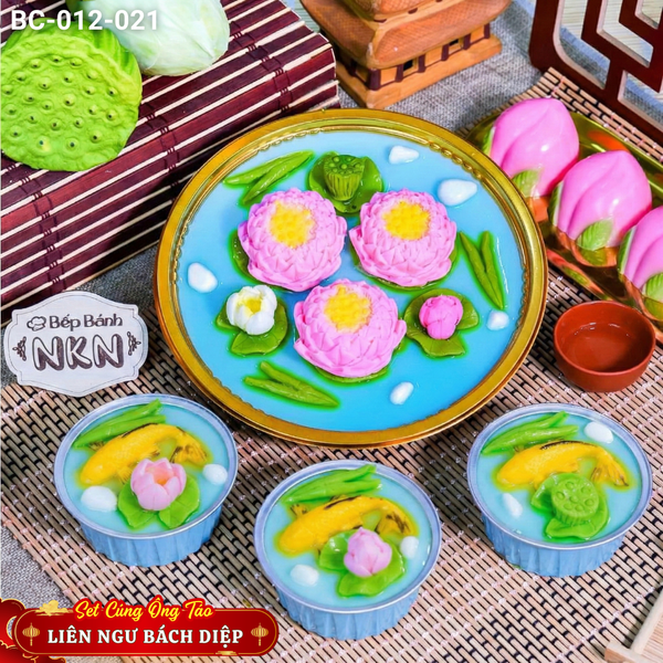  Set Bánh Cúng Ông Táo Liên Ngư Bách Diệp 1 Khay Lớn + 3 Cá Nhỏ (BC-012-021) 