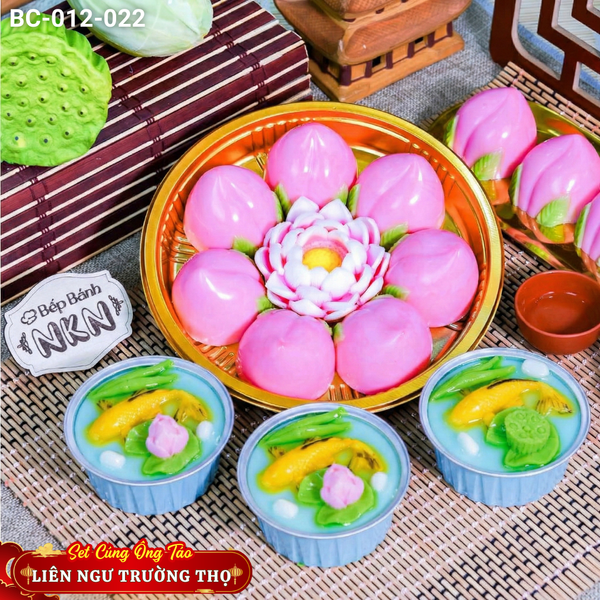  Set Bánh Cúng Ông Táo Liên Ngư Trường Thọ 1 Khay Lớn + 3 Cá Nhỏ (BC-012-022) 