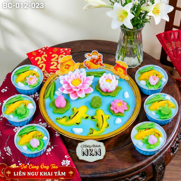  Set Bánh Cúng Ông Táo Liên Ngư Khai Tâm 1 Khay Lớn + 6 Cá Nhỏ (BC-012-023) 