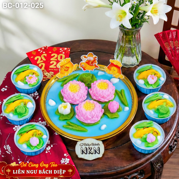  Set Bánh Cúng Ông Táo Liên Ngư Bách Diệp 1 Khay Lớn + 6 Cá Nhỏ (BC-012-025) 