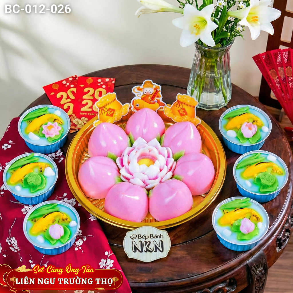  Set Bánh Cúng Ông Táo Liên Ngư Trường Thọ 1 Khay Lớn + 6 Cá Nhỏ (BC-012-026) 