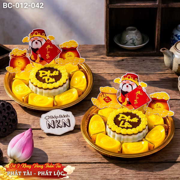  Set 2 Khay Vàng Thần Tài Phát Tài - Phát Lộc (BC-012-042) 