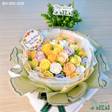  Bánh Bó Hoa Hồng Búp Tone Vàng - Tím Pastel (BH-005-029) 