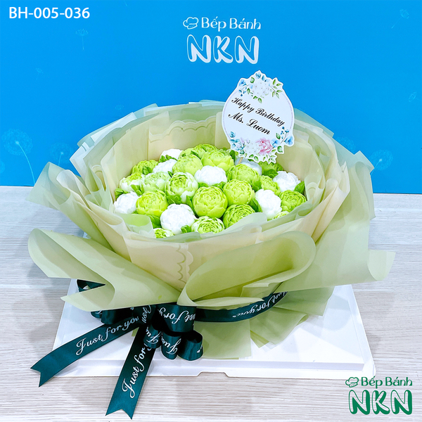  Bánh Bó Hoa Hồng Trà Nụ Tone Xanh Cốm (BH-005-036) 