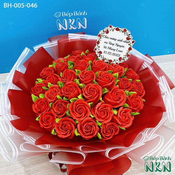  Bánh Bó Hoa Hồng Tone Đỏ (BH-005-046) 