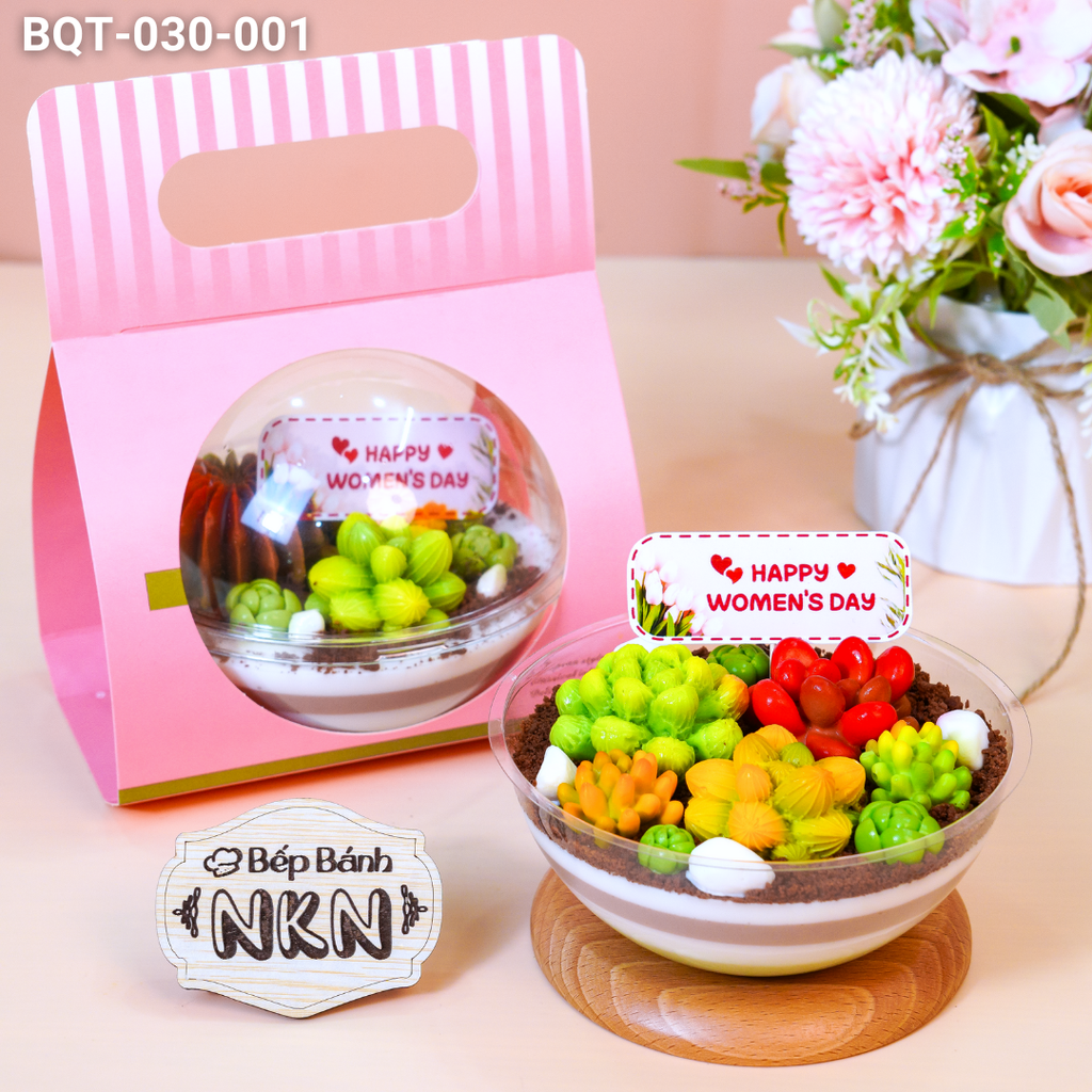  Hộp Bánh Quà Tặng Chậu Bánh Sen Đá Tròn (BQT-030-001) 