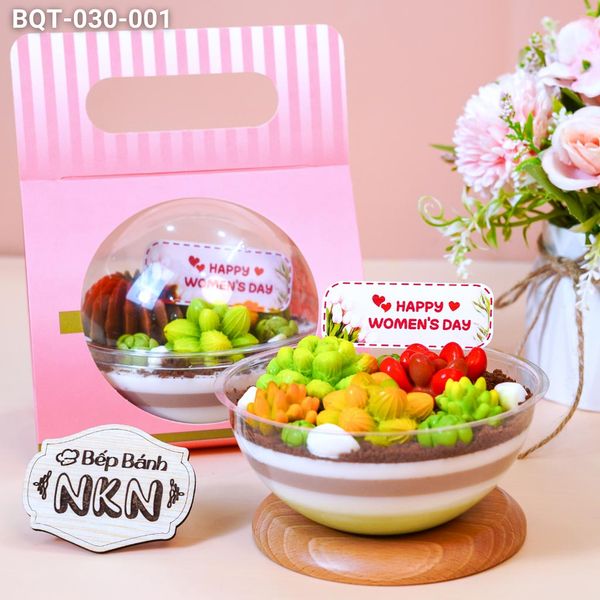  Hộp Bánh Quà Tặng Chậu Bánh Sen Đá Tròn (BQT-030-001) 