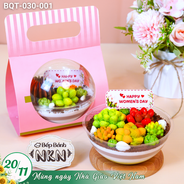  Hộp Bánh Quà Tặng Chậu Bánh Sen Đá Tròn (BQT-030-001) 