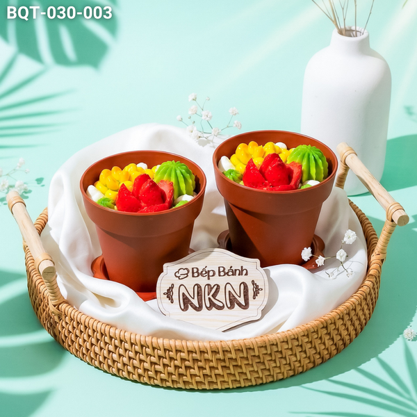  Hộp Bánh Quà Tặng 2 Chậu Bánh Sen Đá Kèm Xẻng (BQT-030-003) 