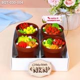  Hộp Bánh Quà Tặng 4 Chậu Bánh Sen Đá Kèm Xẻng (BQT-030-004) 