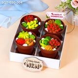  Hộp Bánh Quà Tặng 4 Chậu Bánh Sen Đá Kèm Xẻng (BQT-030-004) 