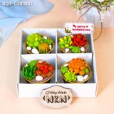  Hộp Bánh Quà Tặng 4 Cupcake Sen Đá (BQT-030-007) 