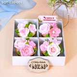  Hộp Bánh Quà Tặng 4 Cupcake Hoa Hồng (BQT-030-009) 
