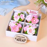  Hộp Bánh Quà Tặng 4 Cupcake Hoa Hồng (BQT-030-009) 
