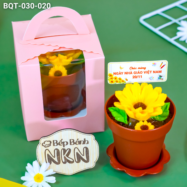  Hộp Bánh Quà Tặng Chậu Hoa Hướng Dương Kèm Xẻng (BQT-030-020) 