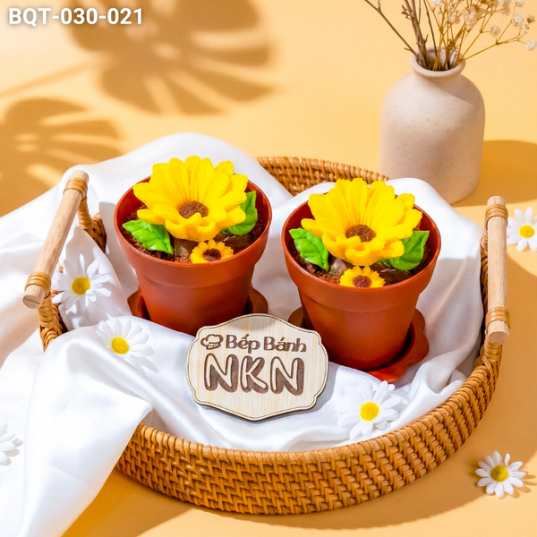  Hộp Bánh Quà Tặng 2 Chậu Hoa Hướng Dương Kèm Xẻng (BQT-030-021) 