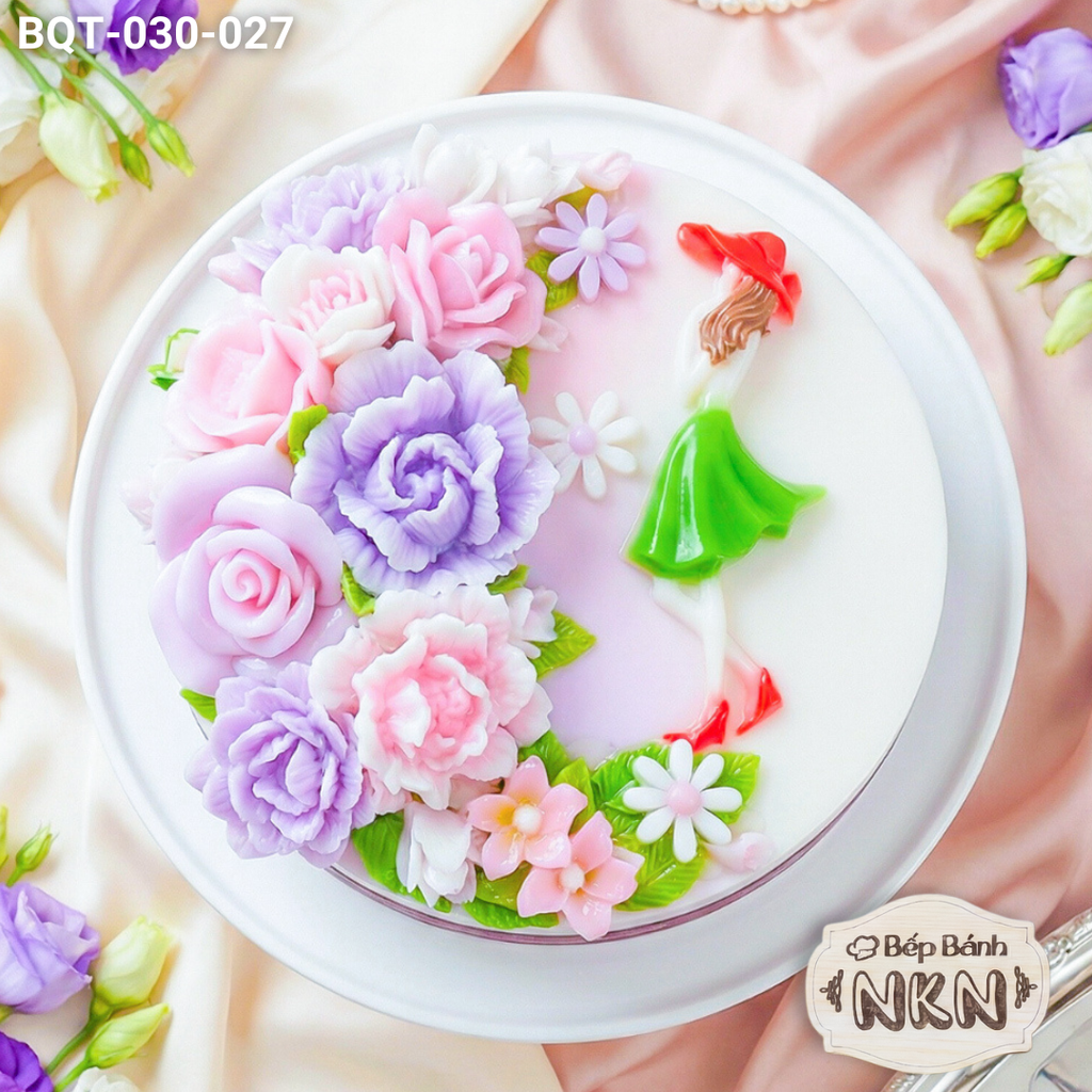  Bánh Quà Tặng Nàng Thơ Thưởng Hoa (BQT-030-027) 