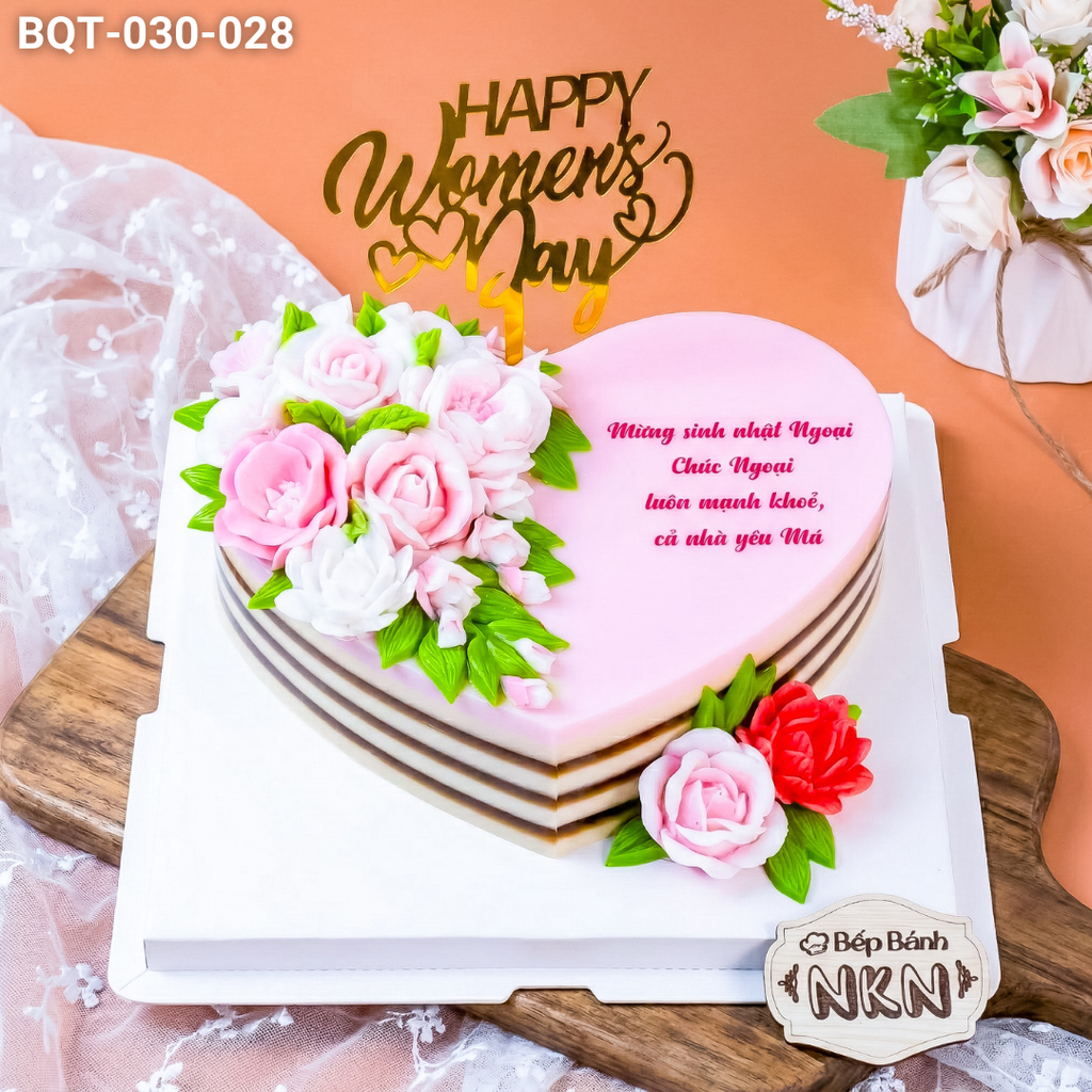  Bánh Quà Tặng Kết Hoa Form Tim (BQT-030-028) 