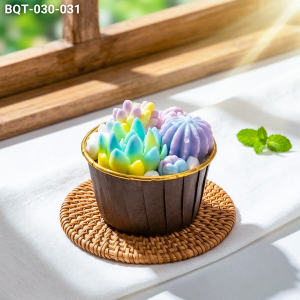  Hộp Bánh Quà Tặng Sen Đá Mini Màu Pastel
 (BQT-030-031) 