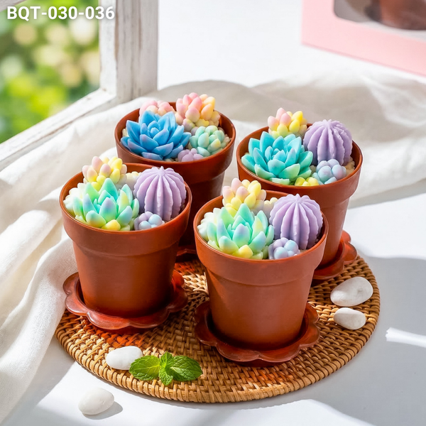  Hộp Bánh Quà Tặng 4 Chậu Bánh Sen Đá Kèm Xẻng Màu Pastel
 (BQT-030-036) 