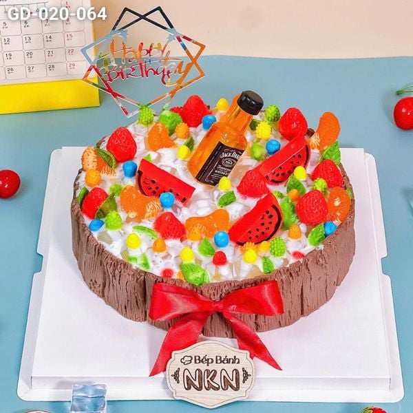  Bánh Sinh Nhật Trái Cây Mix Tone Gỗ (GD-020-064) 
