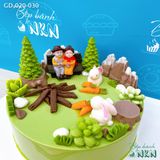  Bánh Kỷ Niệm 2 Cụ Già Sưởi Ấm Trong Rừng Thông (GD-020-030) 