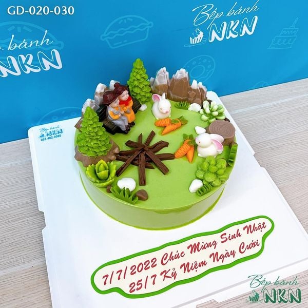  Bánh Kỷ Niệm 2 Cụ Già Sưởi Ấm Trong Rừng Thông (GD-020-030) 