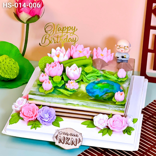  Bánh Mừng Thọ Cha Hồ Sen Cá Lội (HS-014-006) 