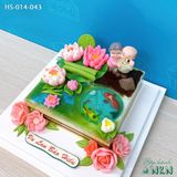  Bánh Kỷ Niệm Hồ Sen Cá Lội Tặng Ông Bà (HS-014-043) 