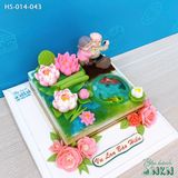  Bánh Kỷ Niệm Hồ Sen Cá Lội Tặng Ông Bà (HS-014-043) 