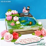  Bánh Kỷ Niệm Hồ Sen Cá Lội Tặng Ông Bà (HS-014-044) 